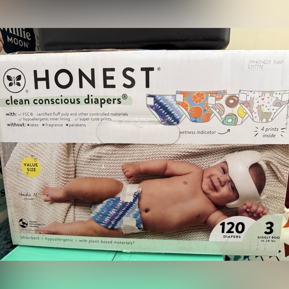 Honest unopened box 120 count size 3 diapers